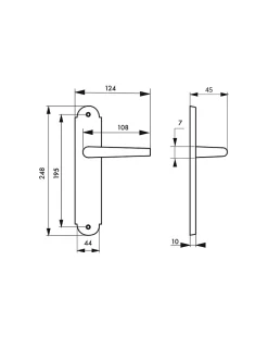 Thirard Ensemble de poignées pour porte intérieure Arthemis sans trou, carré 7mm, entr'axes 195mm, laiton patiné -