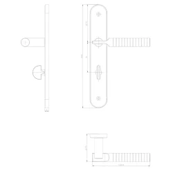 GoodHome Ensemble poignée sur plaque rond à condamnation Esles aluminium L.243 x l.40mm entraxe 195mm