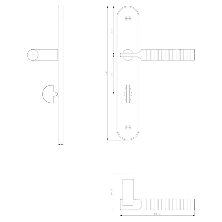 GoodHome Ensemble poignée sur plaque rond à condamnation Esles aluminium L.243 x l.40mm entraxe 195mm