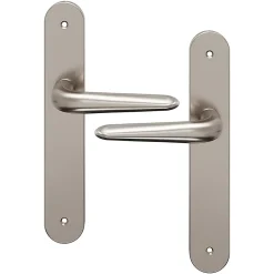 GoodHome Ensemble poignée sur plaque Droit Mehaban effet nickel satin gris L.120mm x l.40mm entraxe 195mm