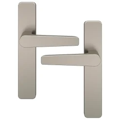 Ensemble poignée sur plaque rectangulaire Kerver effet nickel satin gris L.128mm x l.42mm entraxe 165-195mm-GoodHome Online