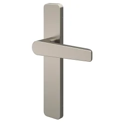 Ensemble poignée sur plaque rectangulaire Kerver effet nickel satin gris L.128mm x l.42mm entraxe 165-195mm-GoodHome Online