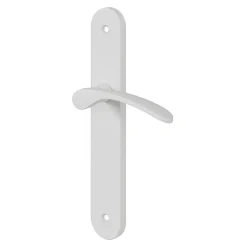 GoodHome Ensemble poignée sur plaque rond Beare mat blanc L.110.5mm x l.40mm entraxe 195mm