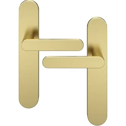 GoodHome Ensemble poignée sur plaque rond Minzh effet laiton satin doré L.120mm x l.42mm entraxe 165-195mm