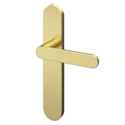 GoodHome Ensemble poignée sur plaque rond Minzh effet laiton satin doré L.120mm x l.42mm entraxe 165-195mm