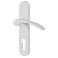 GoodHome Ensemble poignée sur plaque rondcylindre Beare mat blanc L.110.5mm x l.40mm entraxe 165mm