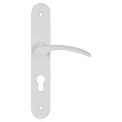 GoodHome Ensemble poignée sur plaque rondcylindre Beare mat blanc L.110.5mm x l.40mm entraxe 195mm