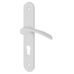 GoodHome Ensemble poignée sur plaque rondcylindre Beare mat blanc L.110.5mm x l.40mm entraxe 195mm