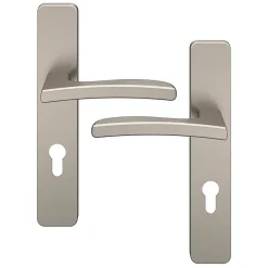 GoodHome Ensemble poignée sur plaque rectangulairecylindre Irvil effet nickel satin gris L.126.5mm x l.42mm entraxe 165-195mm