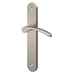 GoodHome Ensemble poignée sur plaque rond Beare effet nickel satin gris L.110.5mm x l.40mm entraxe 195mm