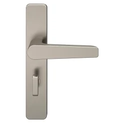 Ensemble poignée sur plaque rectangulaire à condamnation Kerver effet nickel satin gris L.128mm x l.42mm entraxe 165-195mm-GoodHome Clearance