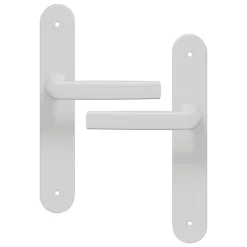 GoodHome Ensemble poignée sur plaque Incurvé Primel mat blanc L.126mm x l.40mm entraxe 195mm