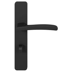 Ensemble poignée sur plaque rectangulaire à condamnation Irvil effet nickel mat noir L.126.5mm x l.42mm entraxe 165-195mm-GoodHome Outlet