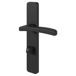 Ensemble poignée sur plaque rectangulaire à condamnation Irvil effet nickel mat noir L.126.5mm x l.42mm entraxe 165-195mm-GoodHome Outlet