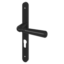 GoodHome Ensemble poignée sur plaque rond Kilhog effet nickel noir L.130mm x l.24.5mm entraxe 195mm