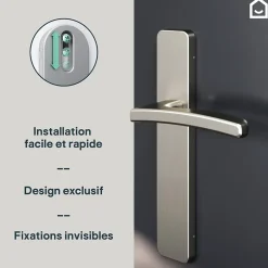 Ensemble poignée sur plaque rectangulaire Irvil effet nickel satin gris L.126.5mm x l.42mm entraxe 165-195mm-GoodHome Outlet