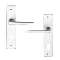 Ensemble poignée sur plaque rectangulaire Colan effet argenté satin gris chromé L.106mm x l.39.8mm entraxe 165mm- Discount