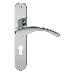 GoodHome Ensemble poignée sur plaque rond Ruis effet chromé gris L.138.5mm x l.40mm entraxe 195mm