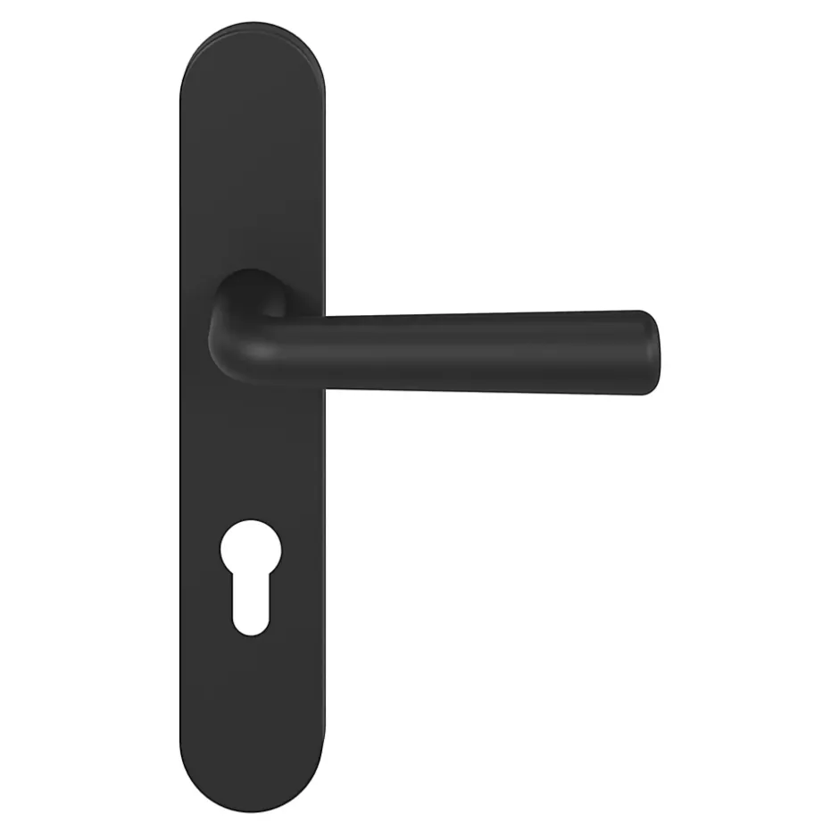 Ensemble poignée sur plaque rondcylindre Dizel effet nickel mat noir L.121.5mm x l.42mm entraxe 165-195mm-GoodHome Discount