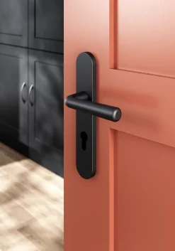 Ensemble poignée sur plaque rondcylindre Dizel effet nickel mat noir L.121.5mm x l.42mm entraxe 165-195mm-GoodHome Discount