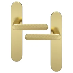 GoodHome Ensemble poignée sur plaque rond Garlan effet laiton satin doré L.125mm x l.42mm entraxe 165-195mm