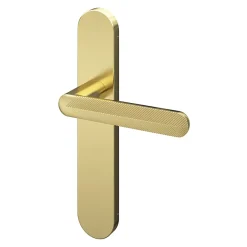 GoodHome Ensemble poignée sur plaque rond Garlan effet laiton satin doré L.125mm x l.42mm entraxe 165-195mm