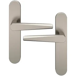 GoodHome Ensemble poignée sur plaque rond Keri effet nickel satin gris L.140mm x l.42mm entraxe 165-195mm