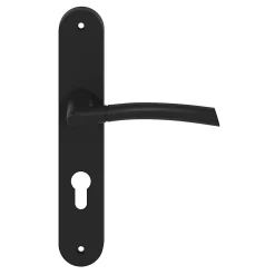 GoodHome Ensemble poignée sur plaque rond Hirel effet nickel noir L.128mm x l.40mm entraxe 195mm