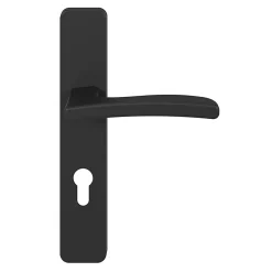 GoodHome Ensemble poignée sur plaque rectangulairecylindre Irvil effet nickel mat noir L.126.5mm x l.42mm entraxe 165-195mm