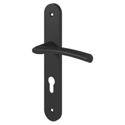 GoodHome Ensemble poignée sur plaque rondcylindre Hirel effet nickel mat noir L.128mm x l.40mm entraxe 195mm