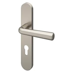 GoodHome Ensemble poignée sur plaque rondcylindre Dizel effet nickel satin gris L.121.5mm x l.42mm entraxe 165-195mm