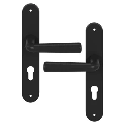 GoodHome Ensemble poignée sur plaque rond Dizel effet nickel noir L.121.5mm x l.40mm entraxe 195mm