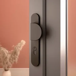 GoodHome Ensemble poignée sur plaque rond Govlin noir l.x l.40mm entraxe 195mm