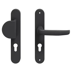 GoodHome Ensemble poignée sur plaque rond Govlin noir l.x l.40mm entraxe 195mm