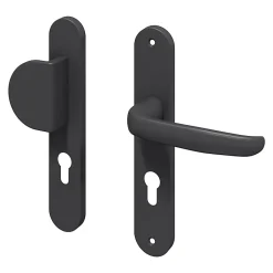 GoodHome Ensemble poignée sur plaque rond Govlin noir l.x l.40mm entraxe 195mm