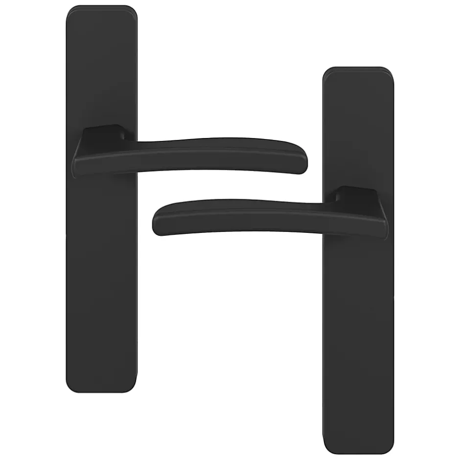 GoodHome Ensemble poignée sur plaque rectangulaire Irvil effet nickel mat noir L.126.5mm x l.42mm entraxe 165-195mm