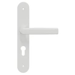 GoodHome Ensemble poignée sur plaque Incurvé cylindre Primel mat blanc L.126mm x l.40mm entraxe 195mm