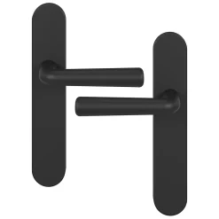 GoodHome Ensemble poignée sur plaque rond Dizel effet nickel mat noir L.121.5mm x l.42mm entraxe 165-195mm