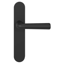 GoodHome Ensemble poignée sur plaque rond Dizel effet nickel mat noir L.121.5mm x l.42mm entraxe 165-195mm