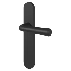 GoodHome Ensemble poignée sur plaque rond Dizel effet nickel mat noir L.121.5mm x l.42mm entraxe 165-195mm