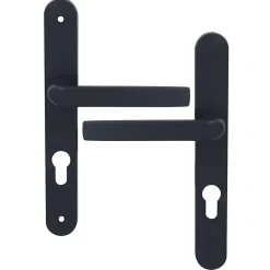 Ensemble poignée sur plaque Incurvé Primel gris L.126mm x l.33mm entraxe 195mm-GoodHome Online