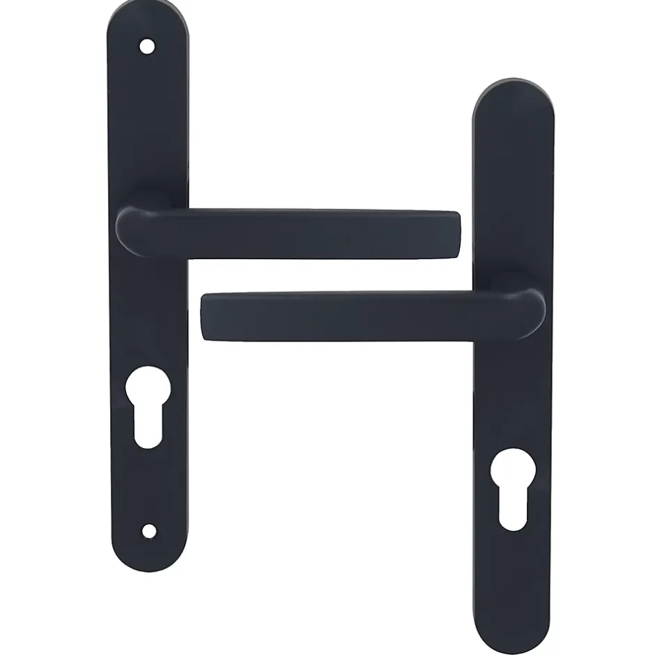 Ensemble poignée sur plaque Incurvé Primel gris L.126mm x l.33mm entraxe 195mm-GoodHome Online