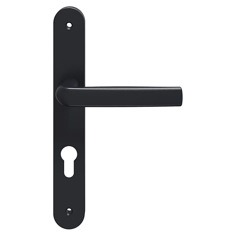 Ensemble poignée sur plaque Incurvé Primel gris L.126mm x l.33mm entraxe 195mm-GoodHome Online