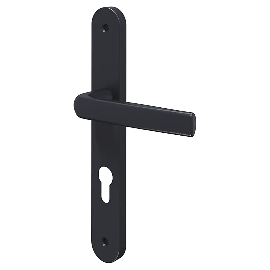 Ensemble poignée sur plaque Incurvé Primel gris L.126mm x l.33mm entraxe 195mm-GoodHome Online