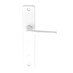 Ensemble poignée sur plaque cylindre rectangulaire Colan satin blanc L.106mm x l.39.8mm entraxe 195mm-