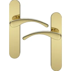 GoodHome Ensemble poignée sur plaque rond Ruis effet laiton doré L.138.5mm x l.42mm entraxe 165-195mm