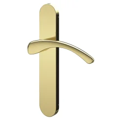 GoodHome Ensemble poignée sur plaque rond Ruis effet laiton doré L.138.5mm x l.42mm entraxe 165-195mm