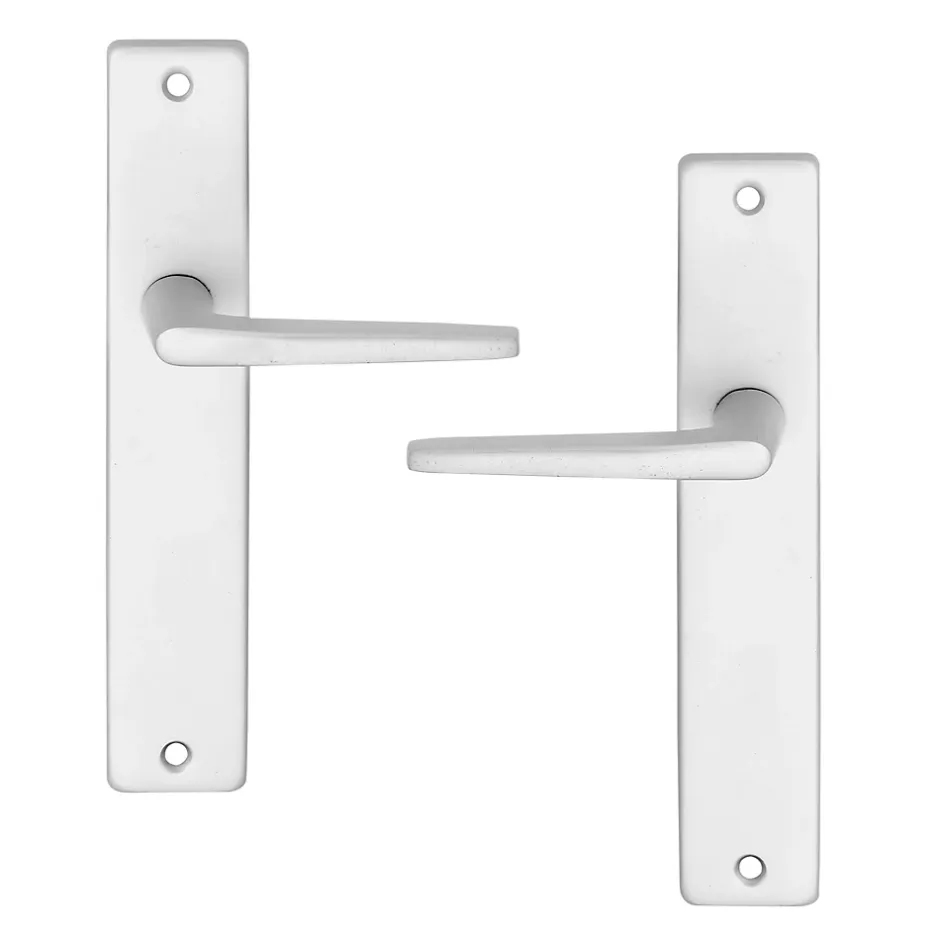 Ensemble poignée sur plaque rectangulaire Colan effet argenté satin gris L.106mm x l.39.8mm entraxe 195mm