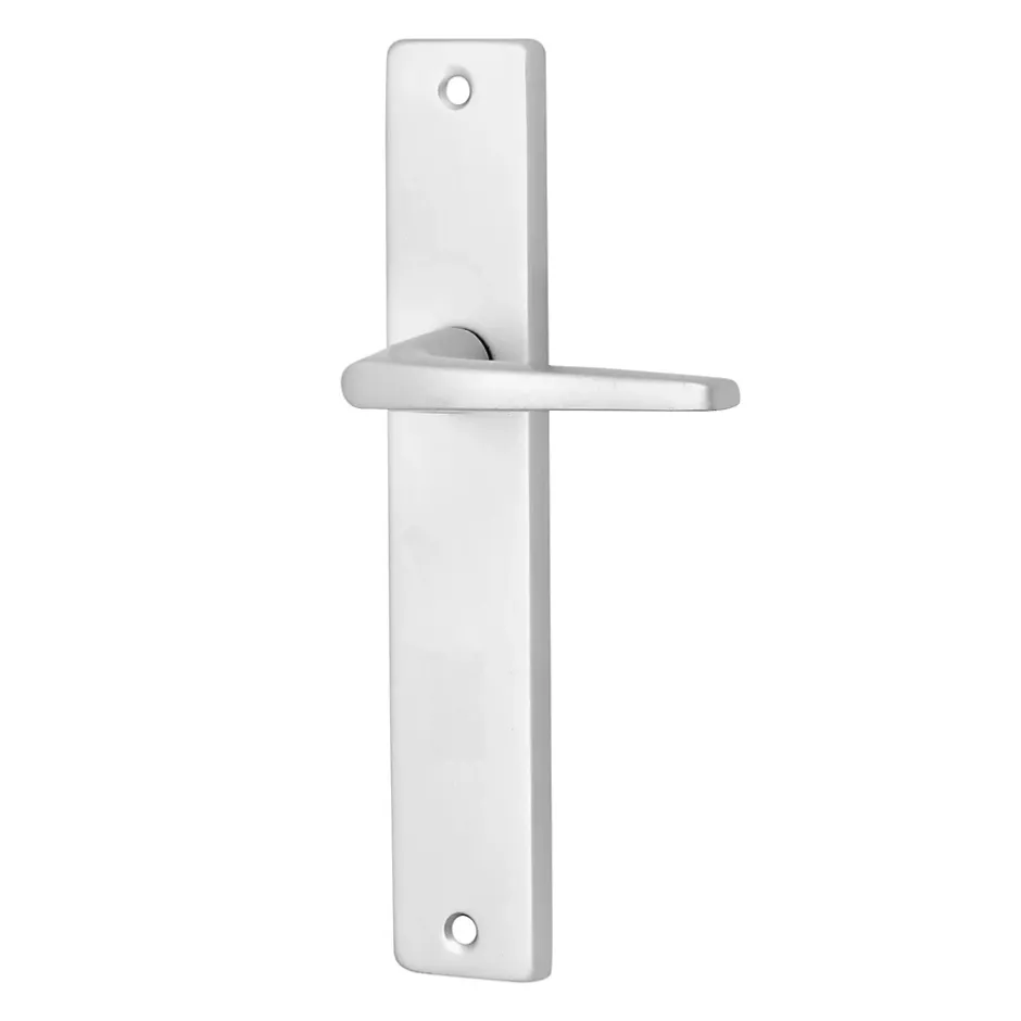 Ensemble poignée sur plaque rectangulaire Colan effet argenté satin gris L.106mm x l.39.8mm entraxe 195mm