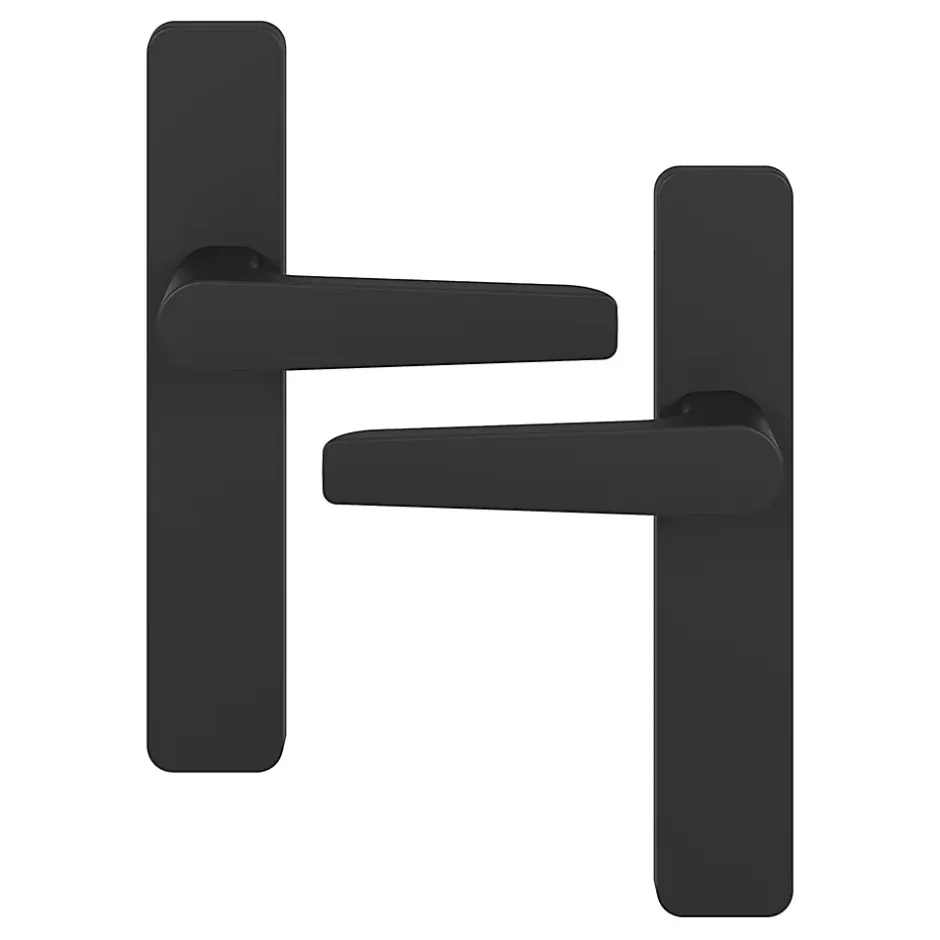 GoodHome Ensemble poignée sur plaque rectangulaire Kerver effet nickel mat noir L.128mm x l.42mm entraxe 165-195mm